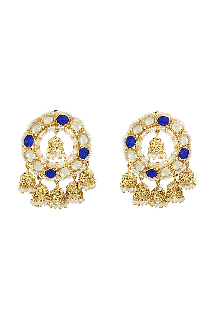 Gold Finish Kundan & Pearls Earrings by Belsi's Jewellery at Pernia's Pop Up Shop