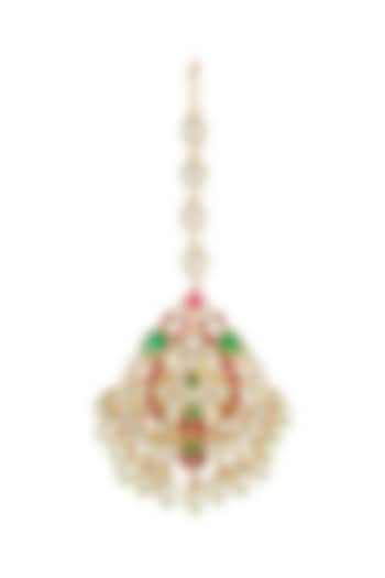 Gold Finish Multi-Colored Stone Maangtikka by Belsi's Jewellery at Pernia's Pop Up Shop