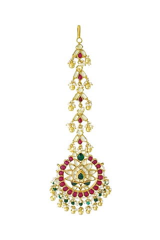 Gold Finish Pearl Maangtikka by Belsi's Jewellery