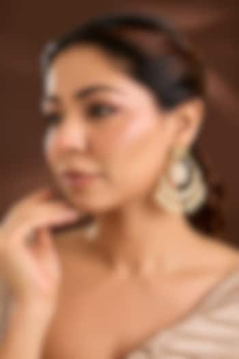 Gold Finish Kundan Polki & Beaded Chandbali Earrings by Belsi'S Jewellery at Pernia's Pop Up Shop