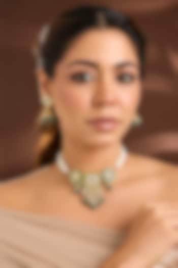 Gold Finish Kundan Polki Choker Necklace Set by Belsi'S Jewellery at Pernia's Pop Up Shop