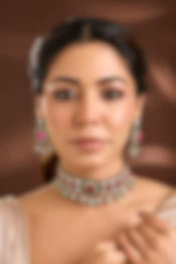 Two-Tone Finish Kundan Polki & Ruby Stones Choker Necklace Set by Belsi'S Jewellery at Pernia's Pop Up Shop