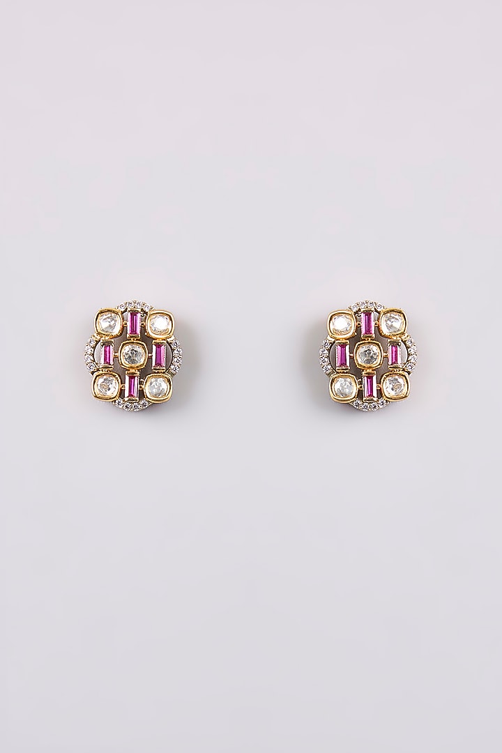 Two-Tone Finish White & Red Kundan Polki Choker Necklace Set by Belsi'S Jewellery at Pernia's Pop Up Shop