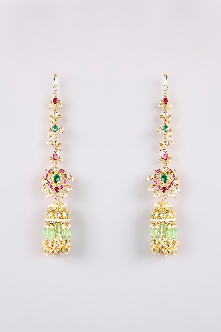 Gold Finish Jadau Kundan Polki Dangler Earrings by Belsi'S Jewellery at Pernia's Pop Up Shop
