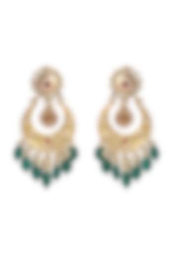 Gold Finish Kundan Polki Chandbali Earrings by Belsi's Jewellery at Pernia's Pop Up Shop