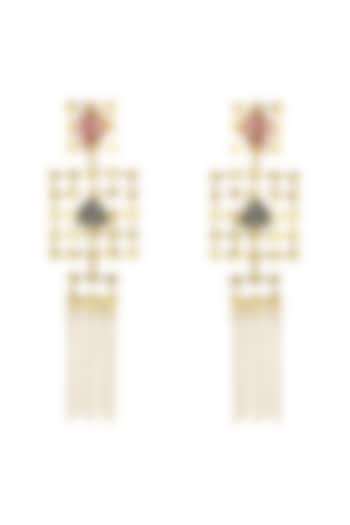 Gold Finish Natural Stone Dangler Earrings by Belsi's Jewellery at Pernia's Pop Up Shop