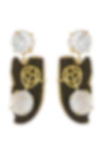 Gold Finish Mother Of Pearl Dangler Earrings by Belsi's Jewellery