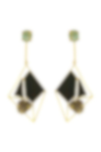 Gold Finish Natural Stone Dangler Earrings by Belsi's Jewellery