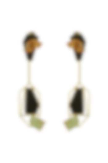Gold Finish Natural Stone Dangler Earrings by Belsi's Jewellery