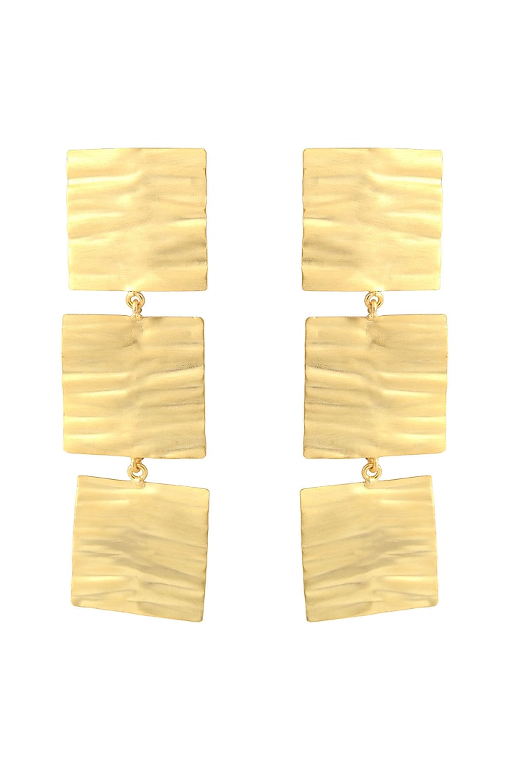 Gold Finish Handbitten Dangler Earrings by Belsi's Jewellery