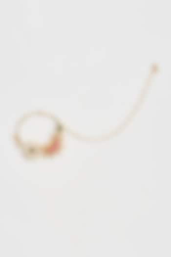 Gold Finish Kundan Polki & Pearl Nose Ring by Belsi's Jewellery at Pernia's Pop Up Shop