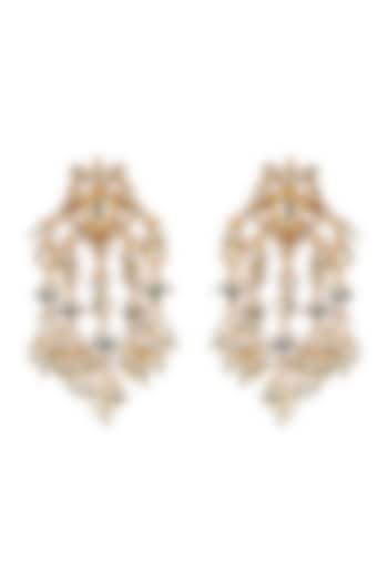 Gold Finish Kundan Dangler Earrings by Belsi's Jewellery
