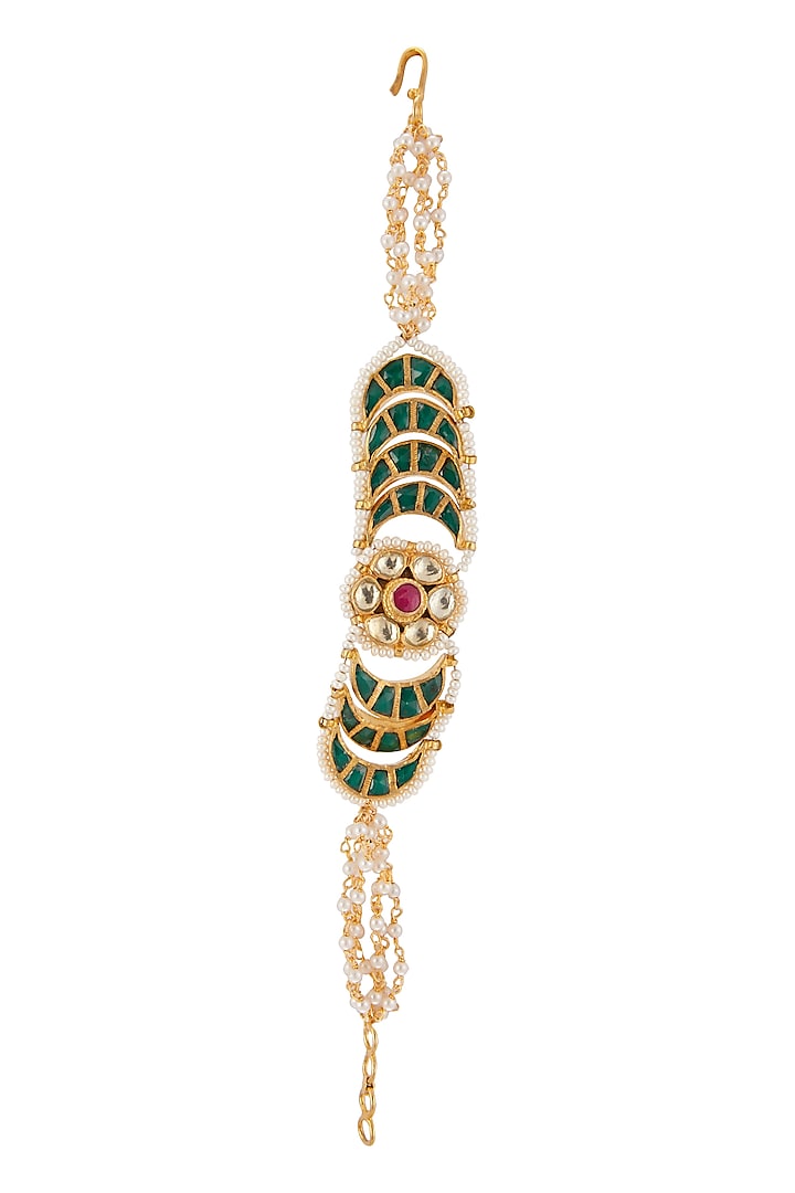 Gold Finish Kundan Bracelet by Belsi's Jewellery