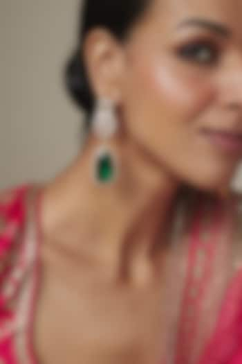 Gold Finish Green Doublet & CZ Stone Dangler Earrings by Belsi'S Jewellery at Pernia's Pop Up Shop