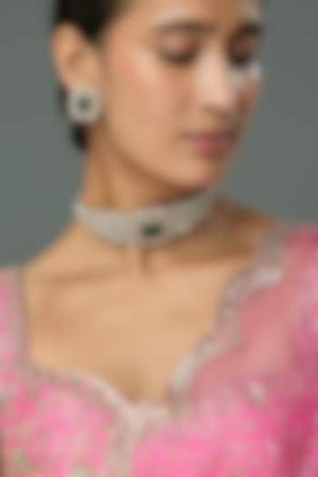 Gold Finish Kundan Polki & Green Stone Choker Necklace Set by Belsi'S Jewellery at Pernia's Pop Up Shop