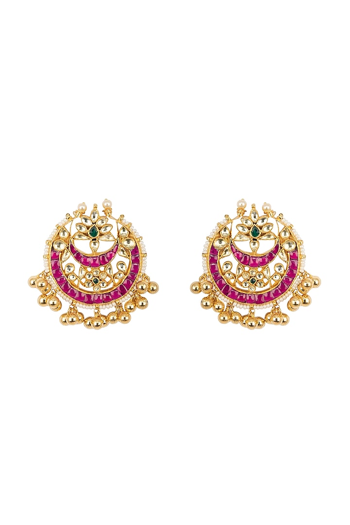 Gold Finish Red Kundan Stud Earrings Design by Belsi's Jewellery at ...