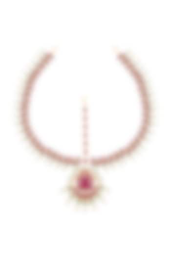 Gold Finish Kundan & Pearls Lotus Motif Bridal Matha Patti by Belsi's Jewellery