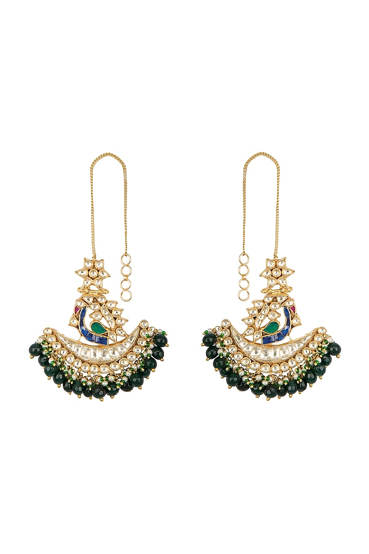Gold Finish Handcrafted Peacock Earrings by Belsi's Jewellery