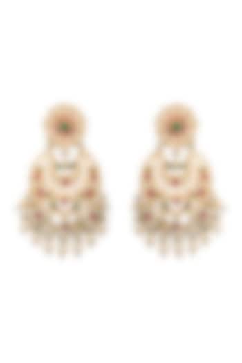 Gold Finish Multi Colored Kundan Chandbali Earrings by Belsi's Jewellery
