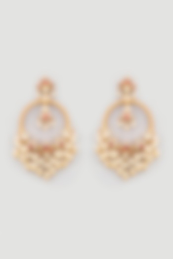 Gold Finish Kundan Polki Chandbali Earrings by Belsi's Jewellery