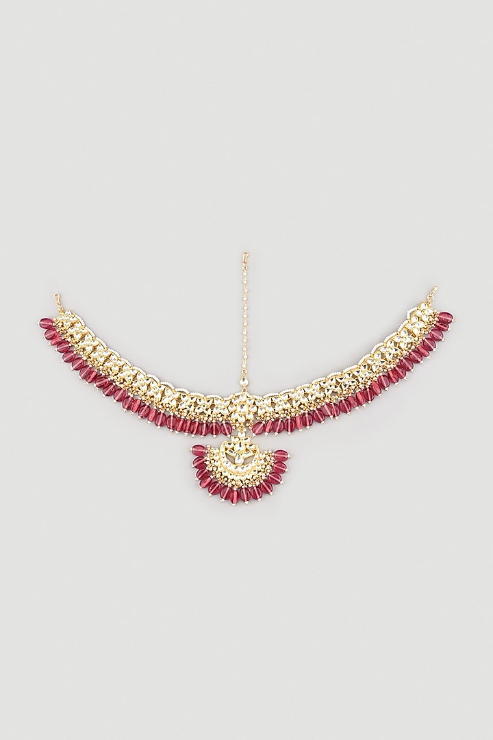 Gold Finish Kundan Polki Handcrafted Matha Patti by Belsi's Jewellery