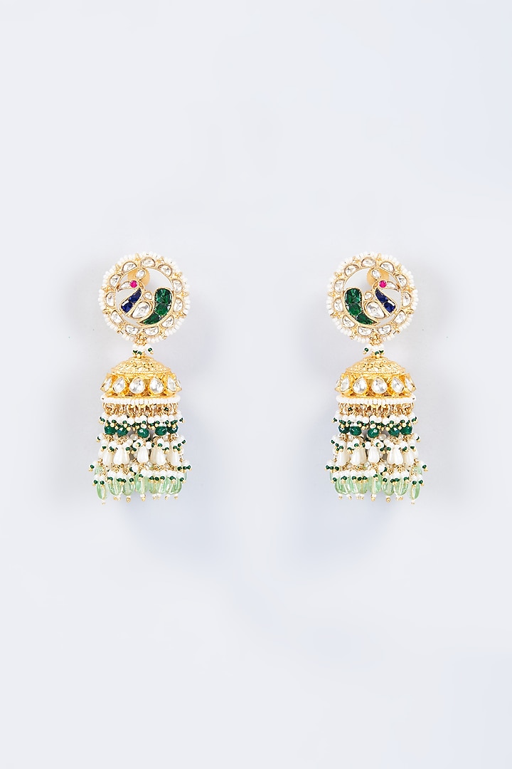 Gold Finish Multi-Colored Kundan Polki Dangler Earrings by Belsi'S Jewellery at Pernia's Pop Up Shop