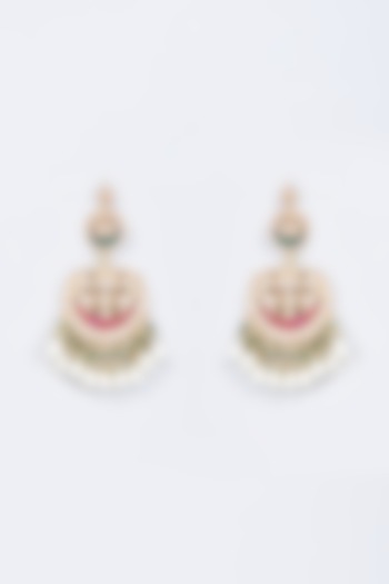 Gold Finish Multi-Colored Kundan Polki Chandbali Earrings by Belsi'S Jewellery at Pernia's Pop Up Shop