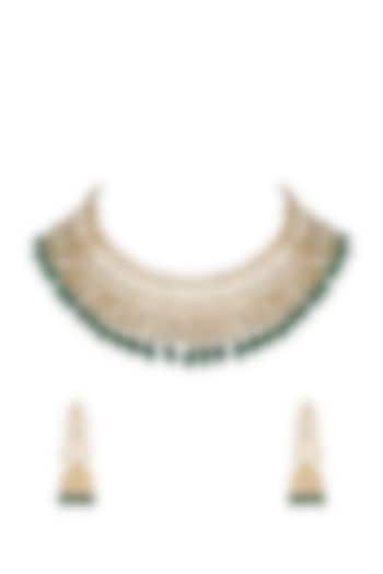 Gold Finish Kundan Necklace Set by Belsi's Jewellery