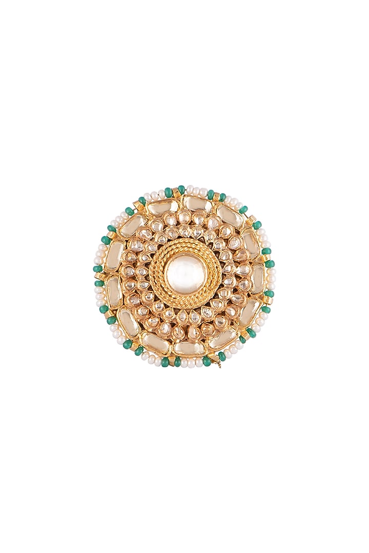 Gold Finish Bead & Kundan Ring by Belsi's Jewellery at Pernia's Pop Up Shop