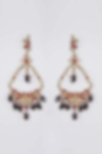 Gold Finish Pearl & Kundan Dangler Earrings by Belsi'S Jewellery