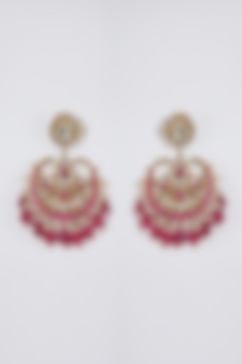 Gold Finish Kundan Chandbali Earrings by Belsi'S Jewellery