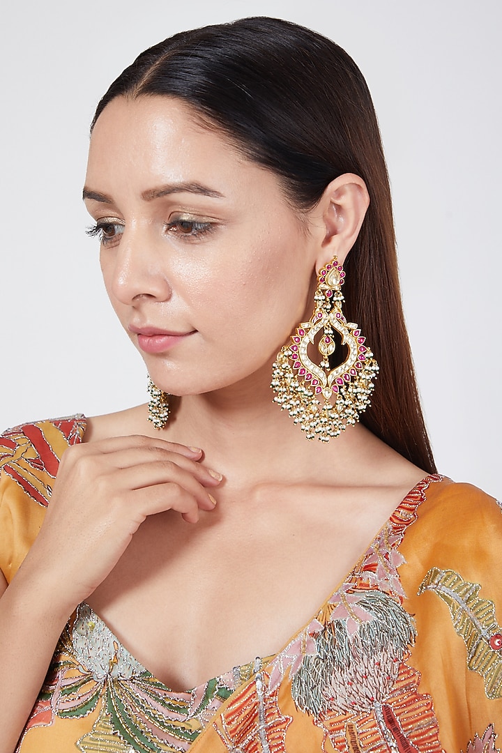 Gold Finish Pearl Earrings by Belsi'S Jewellery at Pernia's Pop Up Shop