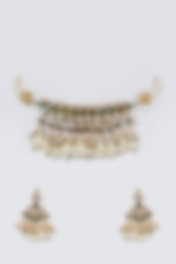 Gold Finish Beaded Necklace Set by Belsi'S Jewellery