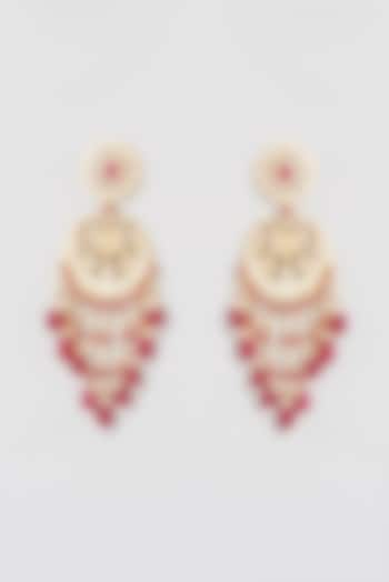 Gold Finish Kundan Polki & Pearl Chandbali Earrings by Belsi's Jewellery at Pernia's Pop Up Shop