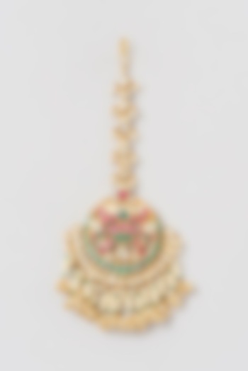 Gold Finish Multi-Colored Kundan Polki Maang Tikka by Belsi's Jewellery