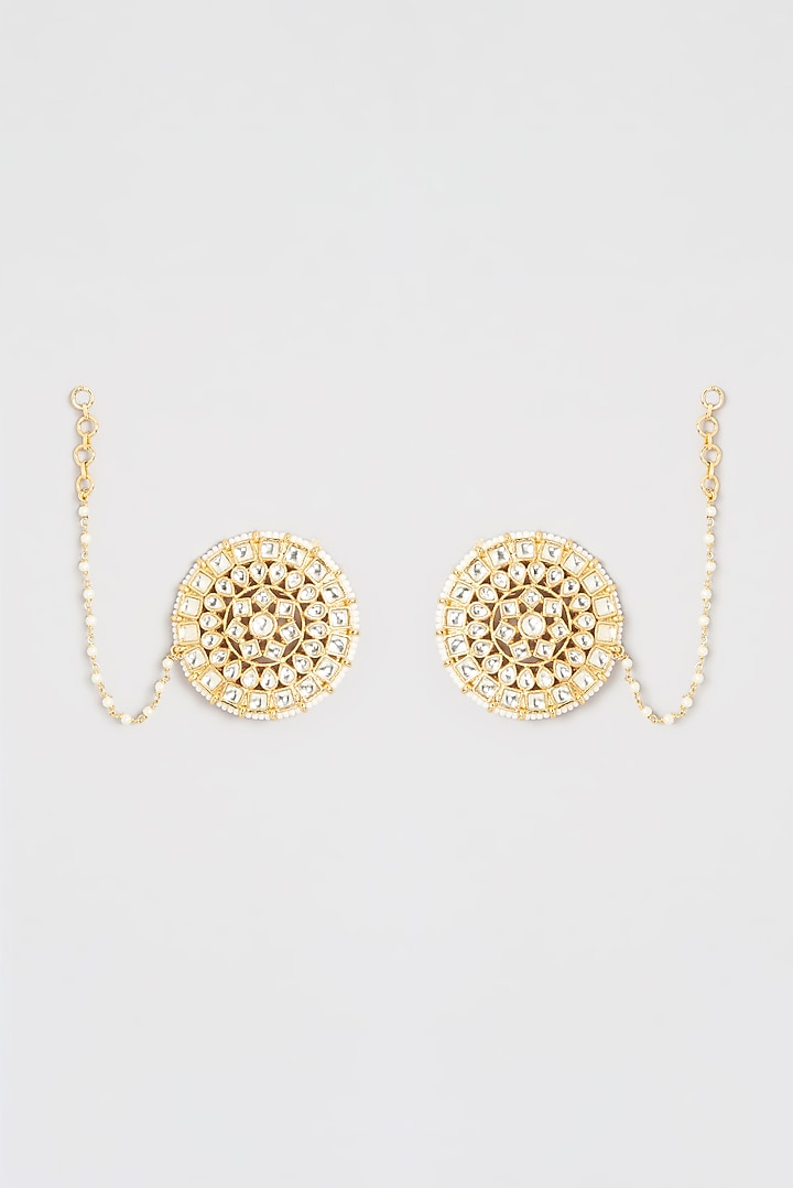 Gold Finish Kundan Polki & Pearl Choker Necklace Set by Belsi's Jewellery at Pernia's Pop Up Shop