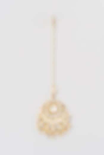 Gold Finish Kundan Polki & Hanging Maangtikka by Belsi's Jewellery