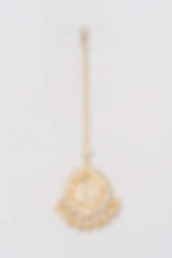 Gold Finish Kundan Polki Maang Tikka by Belsi's Jewellery