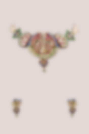 Gold Finish Kundan Polki & Seed Pearl Choker Necklace Set by Belsi'S Jewellery at Pernia's Pop Up Shop