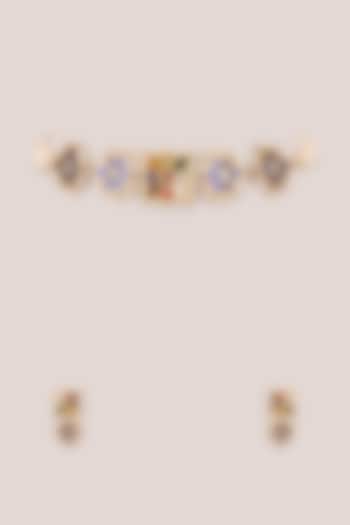 Gold Finish Multi-Colored Kundan Polki & Pearl Choker Necklace Set by Belsi'S Jewellery at Pernia's Pop Up Shop