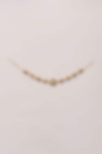 Gold Finish Kundan Polki & Pearl Floral Mathapatti With Earrings by Belsi'S Jewellery at Pernia's Pop Up Shop