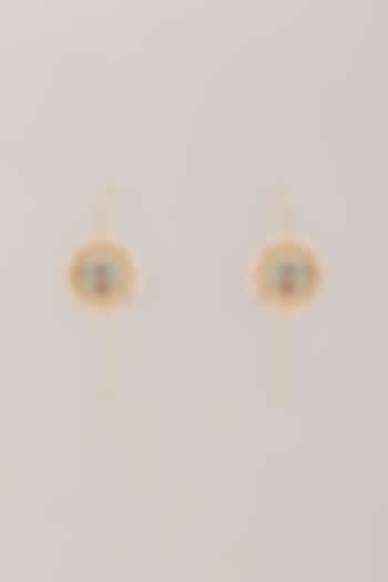 Gold Finish Kundan Polki & Seed Pearl Bugadi Floral Earrings by Belsi'S Jewellery at Pernia's Pop Up Shop