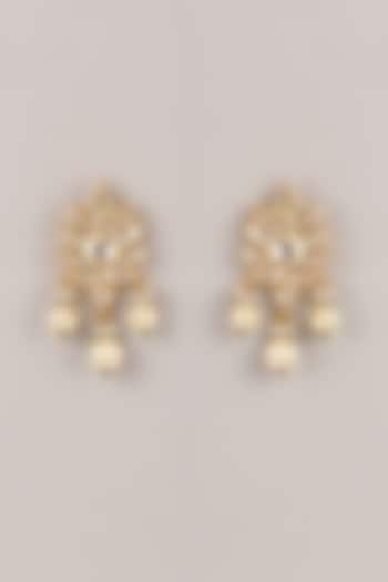 Gold Finish Kundan Polki & Glass Stone Bugadi Floral Earrings by Belsi'S Jewellery at Pernia's Pop Up Shop