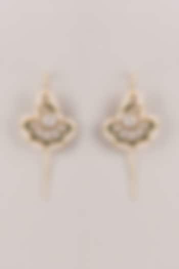 Gold Finish Kundan Polki & Seed Pearl Bugadi Floral Earrings by Belsi'S Jewellery at Pernia's Pop Up Shop