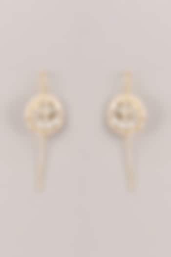 Gold Finish Kundan Polki & Seed Pearl Bugadi Floral Earrings by Belsi'S Jewellery at Pernia's Pop Up Shop