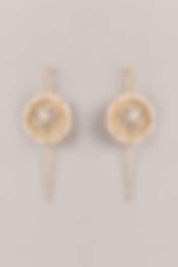 Gold Finish Kundan Polki & Seed Pearl Bugadi Floral Earrings by Belsi'S Jewellery at Pernia's Pop Up Shop