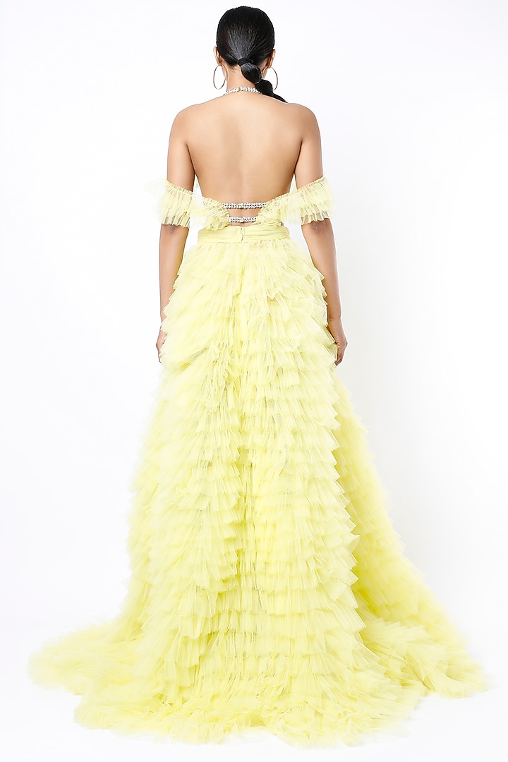 Yellow Swarovski Ruffled Wedding Gown by Bennu Sehgal at Pernia's Pop Up Shop