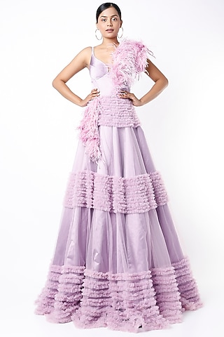 Lilac Ruched Gown by Bennu Sehgal