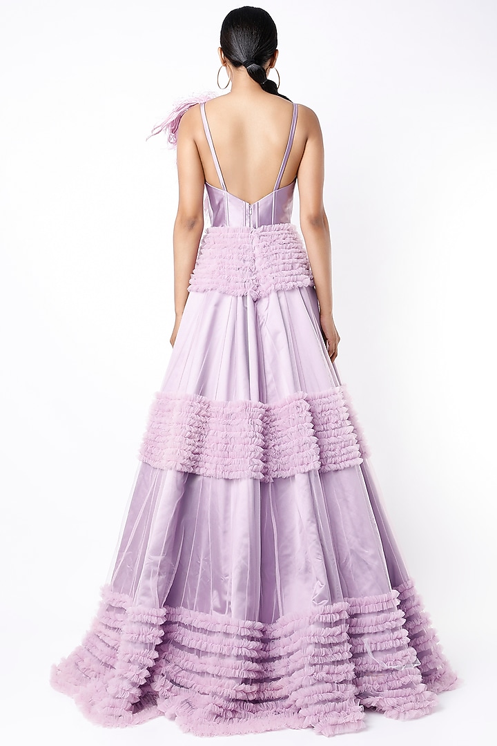 Lilac Ruched Wedding Gown by Bennu Sehgal at Pernia's Pop Up Shop