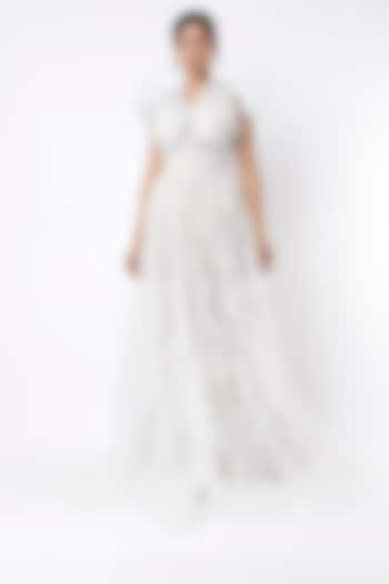 Ice Grey Embellished Gown by Bennu Sehgal
